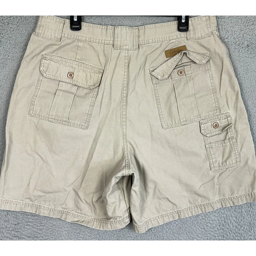 Cabelas 7-Pocket Hiker Shorts Womens 20 Tan Canvas Cargo Safari Utility Outdoor